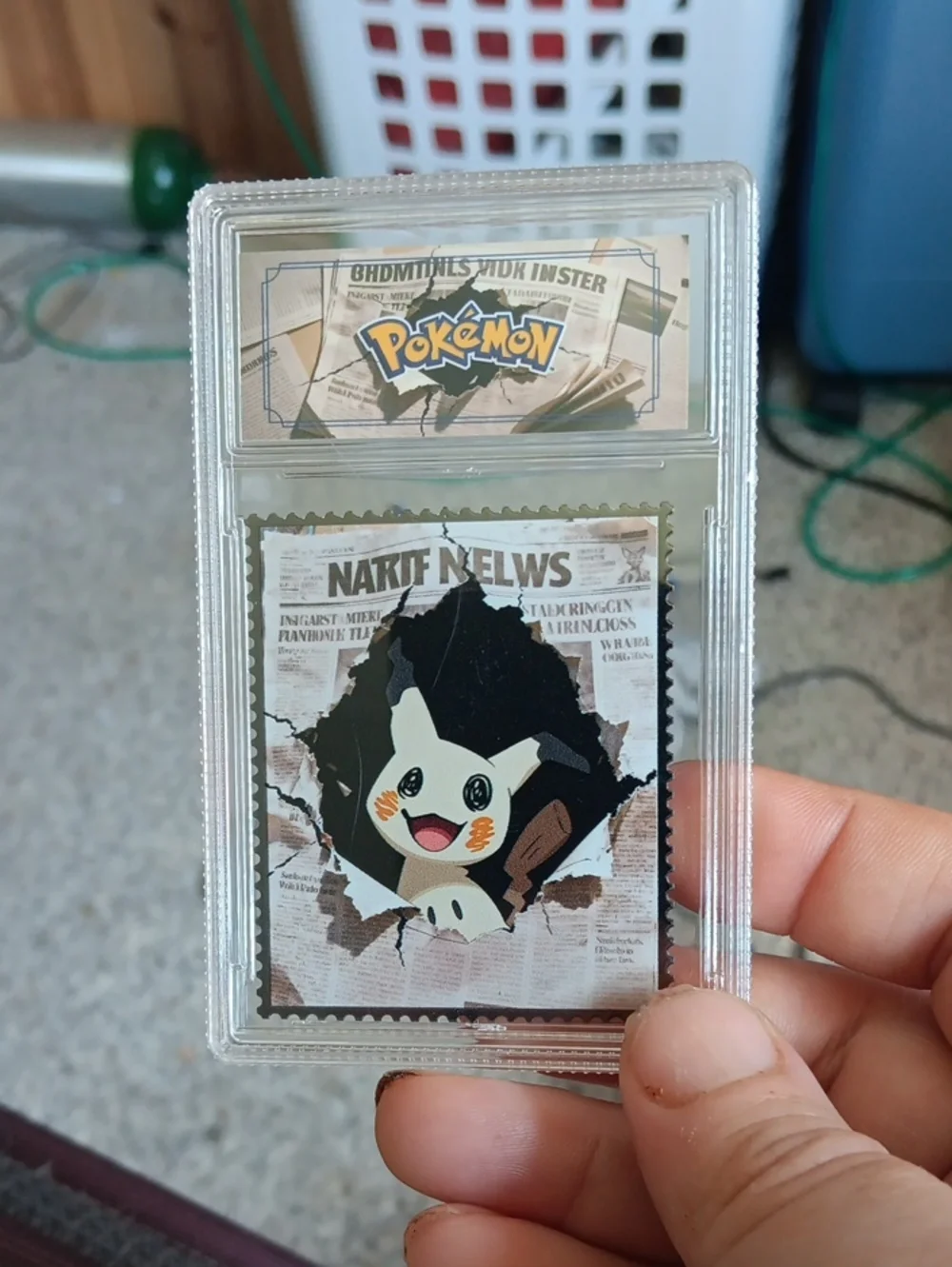 Mimikyu Decorative Metal  Card - Cream and Black